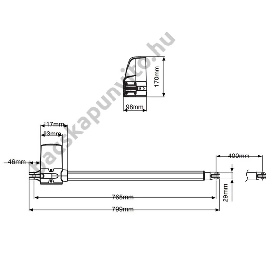 POWERTECH-PW200 kapunyitó motor méretei