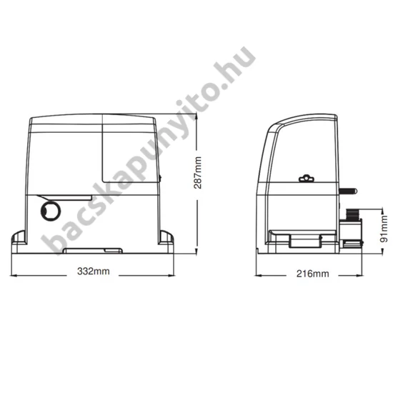 POWERTECH-PL1000 tolókapu motor méretei